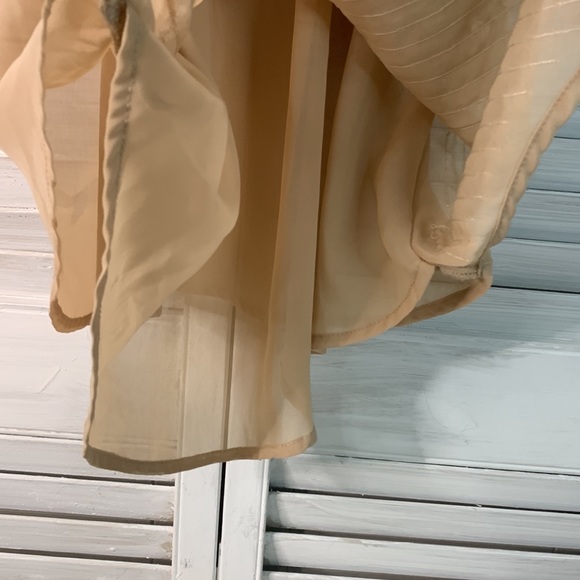 T15 Eyeshadow tan ecru with clear large sequins tank racer back with pleats sz M - Picture 6 of 12